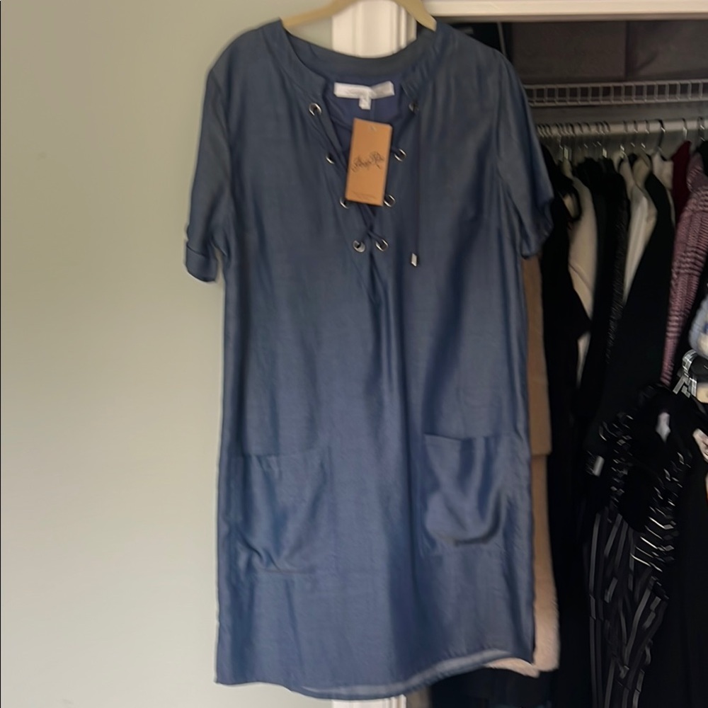 Blue Lace-Up Dress